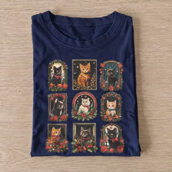 Halloween cat stamps t shirt navy20halloween cat stamps.webp