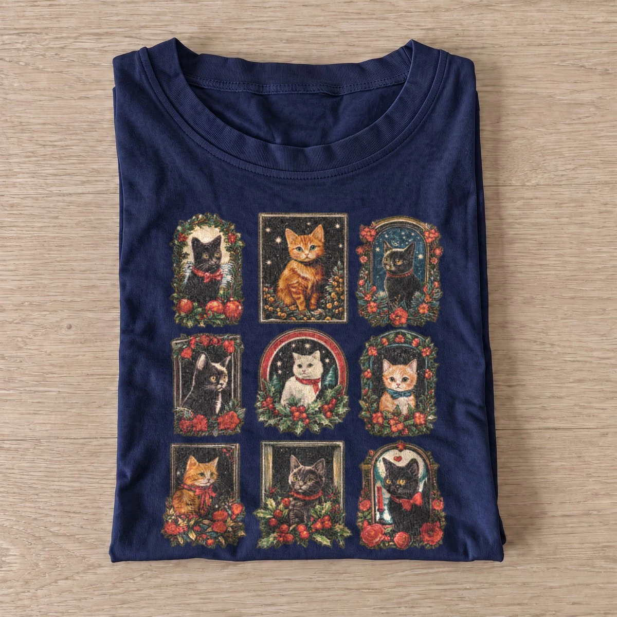 Halloween cat stamps t shirt navy20halloween cat stamps.webp