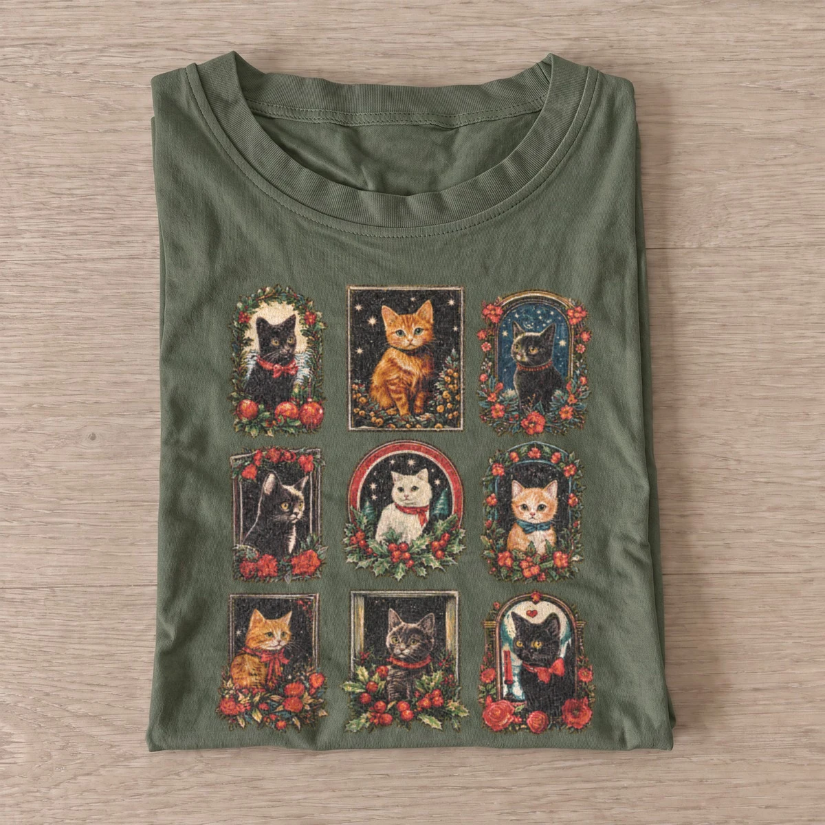 Halloween cat stamps t shirt olive20halloween cat stamps.webp