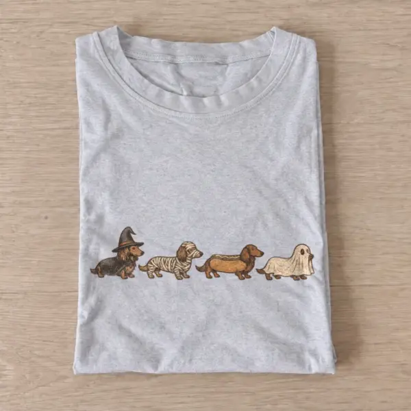 Halloween costumed dachshunds t shirt gray20halloween dachshunds.webp
