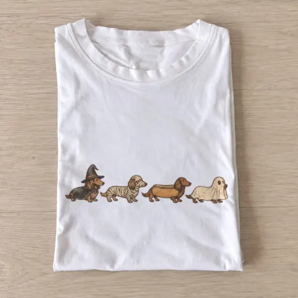 Halloween costumed dachshunds t shirt white20halloween dachshunds.webp