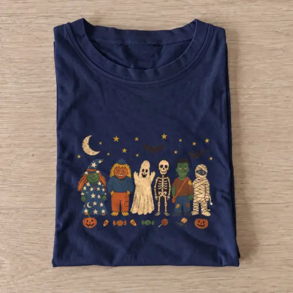 Halloween Monster Lineup Graphic T-Shirt — graphic design