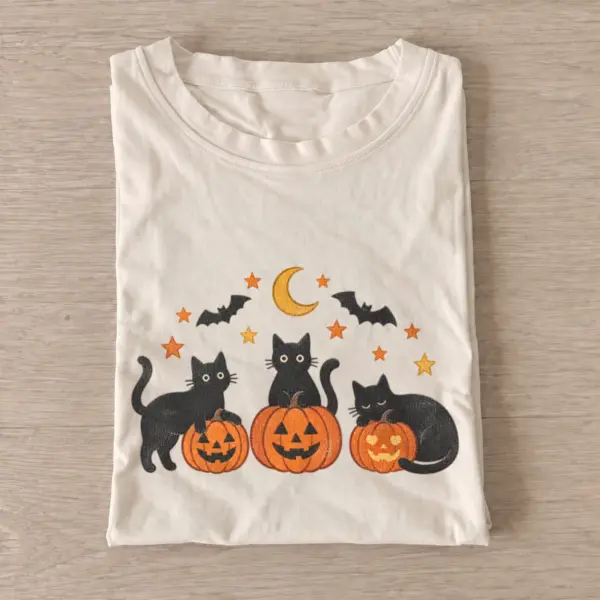Halloween pumpkin cat trio t shirt sand20pumpkin cat trio.webp