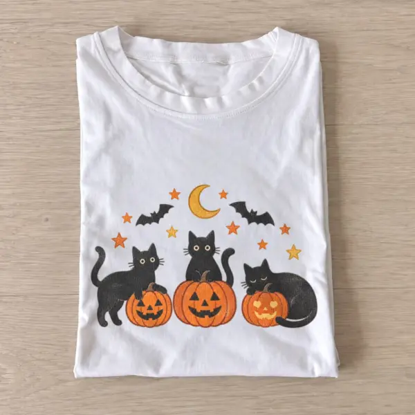 Halloween pumpkin cat trio t shirt white20pumpkin cat trio.webp