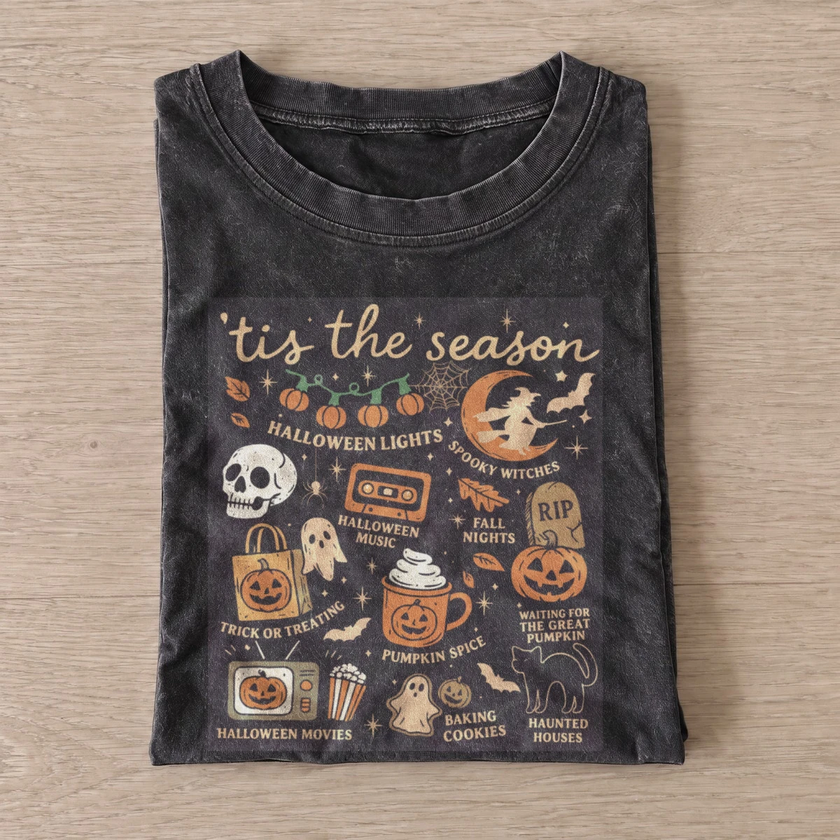 Halloween season favorites vintage t shirt washed20black20halloween season favorites.webp