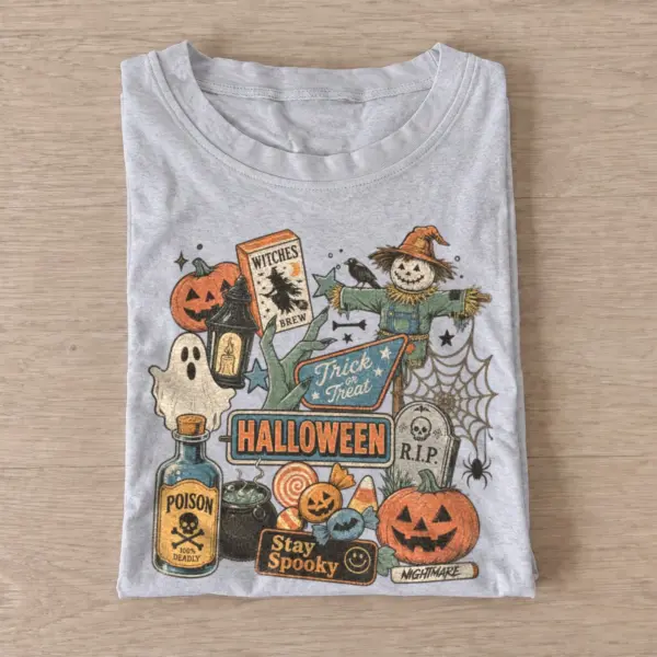 Halloween sticker collage t shirt gray20halloween sticker collage.webp