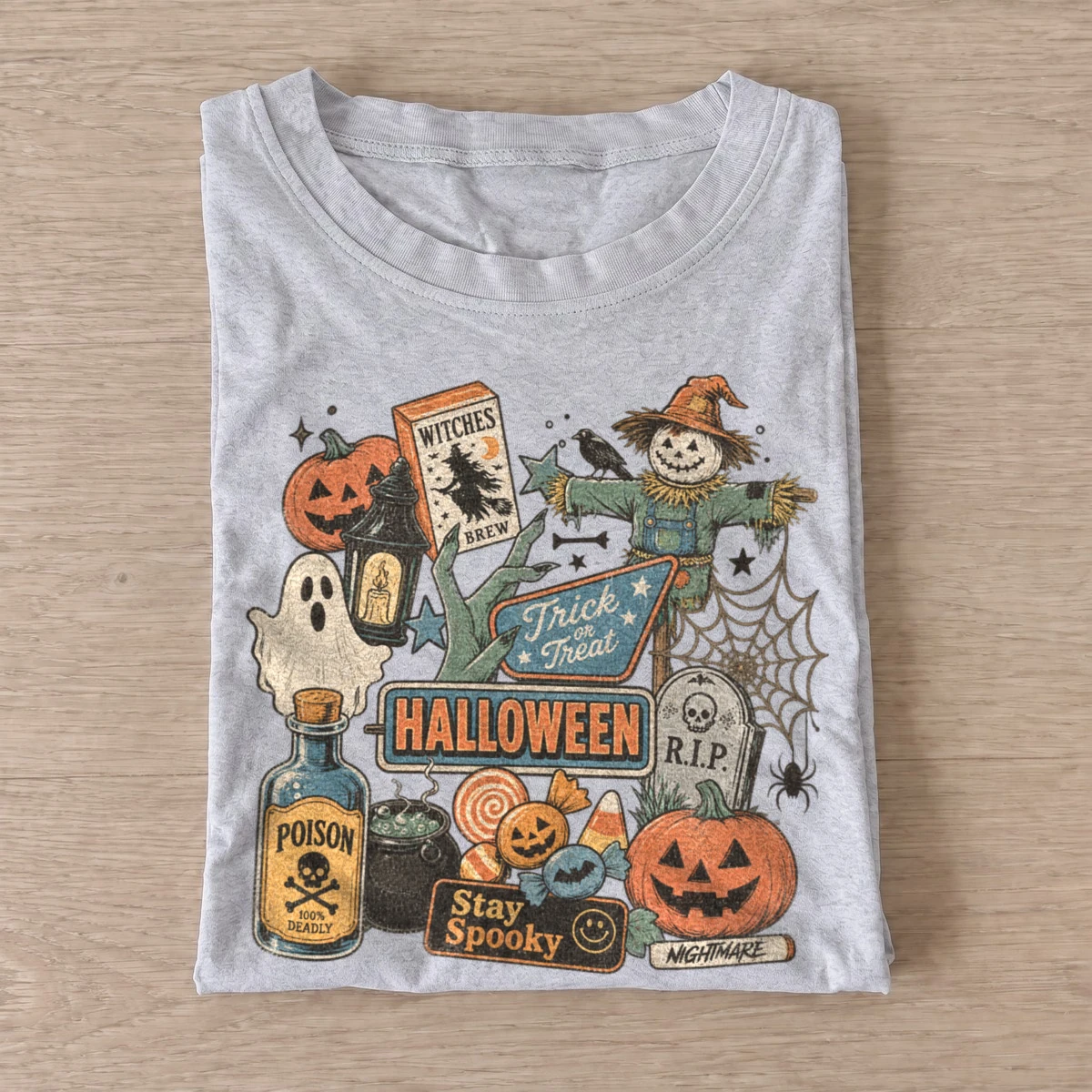 Halloween sticker collage t shirt gray20halloween sticker collage.webp