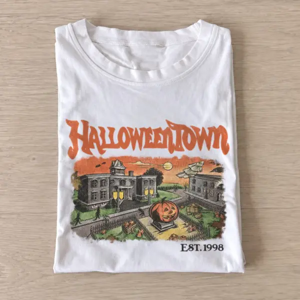 Halloweentown est. 1998 town square t shirt white20haunted town square.webp