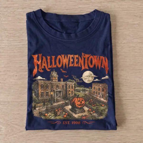 Halloweentown haunted town square t shirt navy20haunted town square.webp