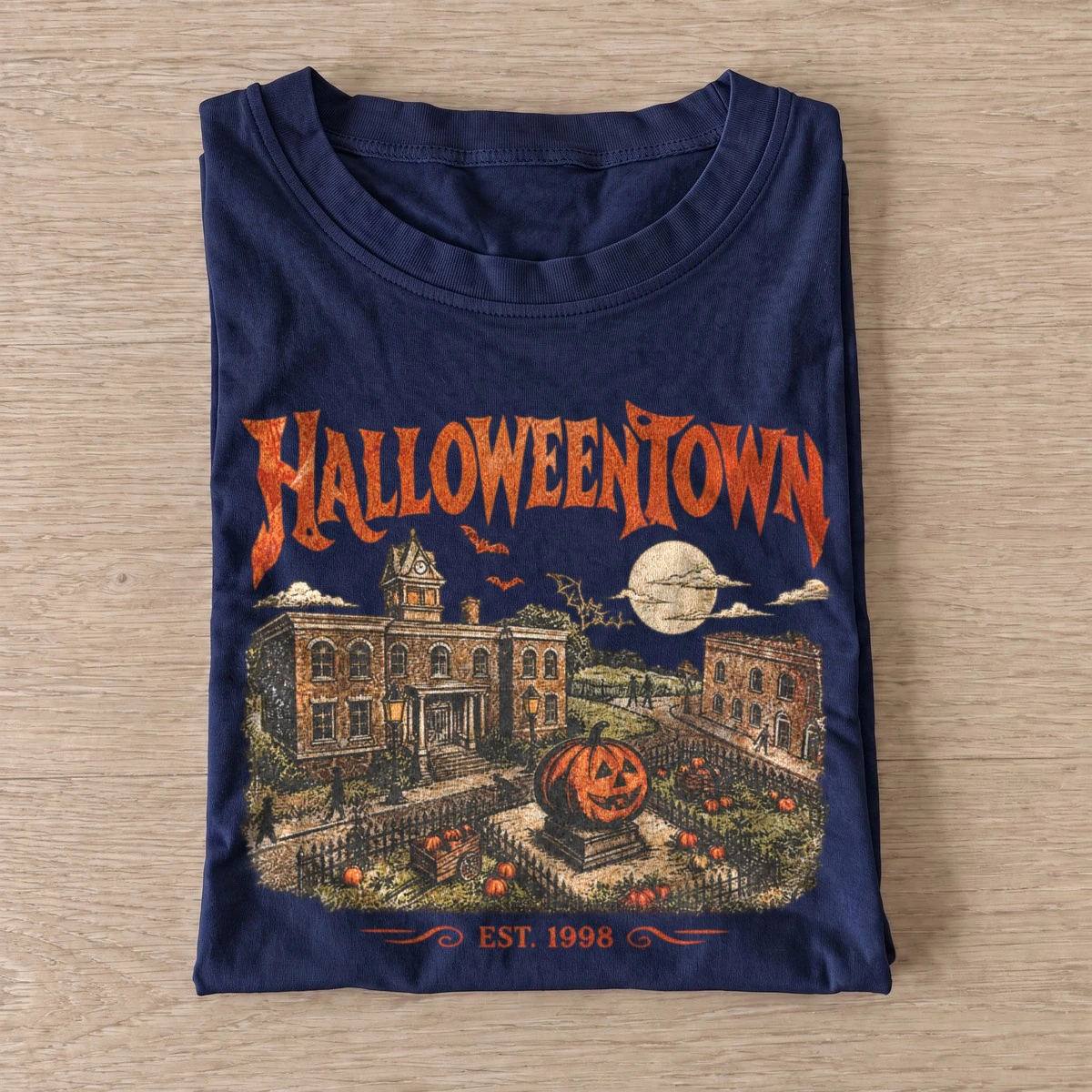 Halloweentown haunted town square t shirt navy20haunted town square.webp