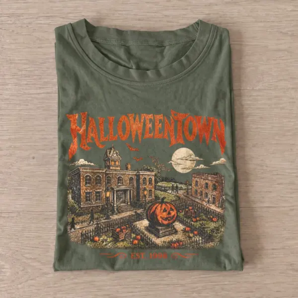 Halloweentown haunted town square t shirt olive20haunted town square.webp