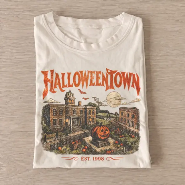 Halloweentown haunted town square t shirt sand20haunted town square.webp