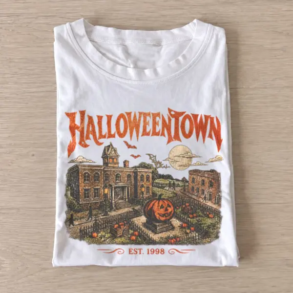 Halloweentown haunted town square t shirt white20haunted town square.webp