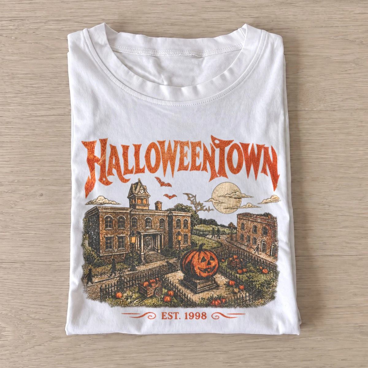 Halloweentown haunted town square t shirt white20haunted town square.webp