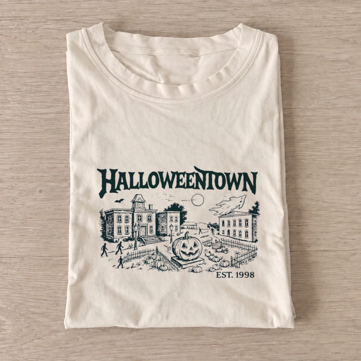 Haunted Town line art t shirt sand20halloweentown line art.webp