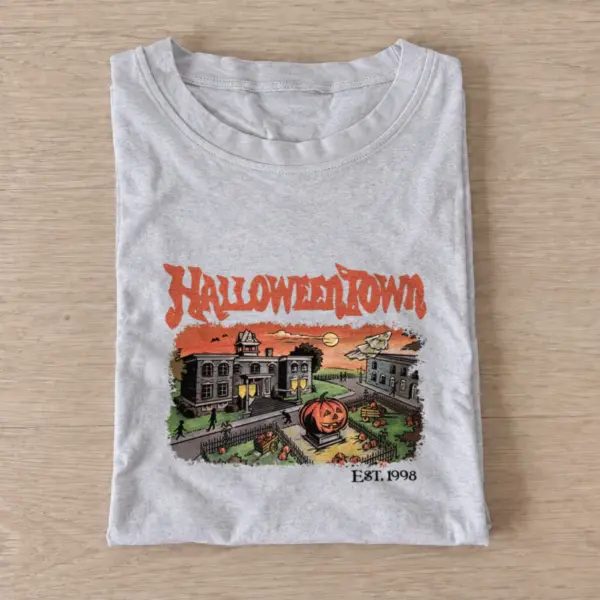 Haunted Town square t shirt gray20halloweentown square.webp