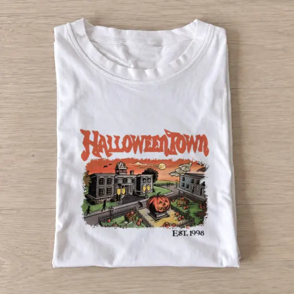 Haunted Town square t shirt white20halloweentown square.webp