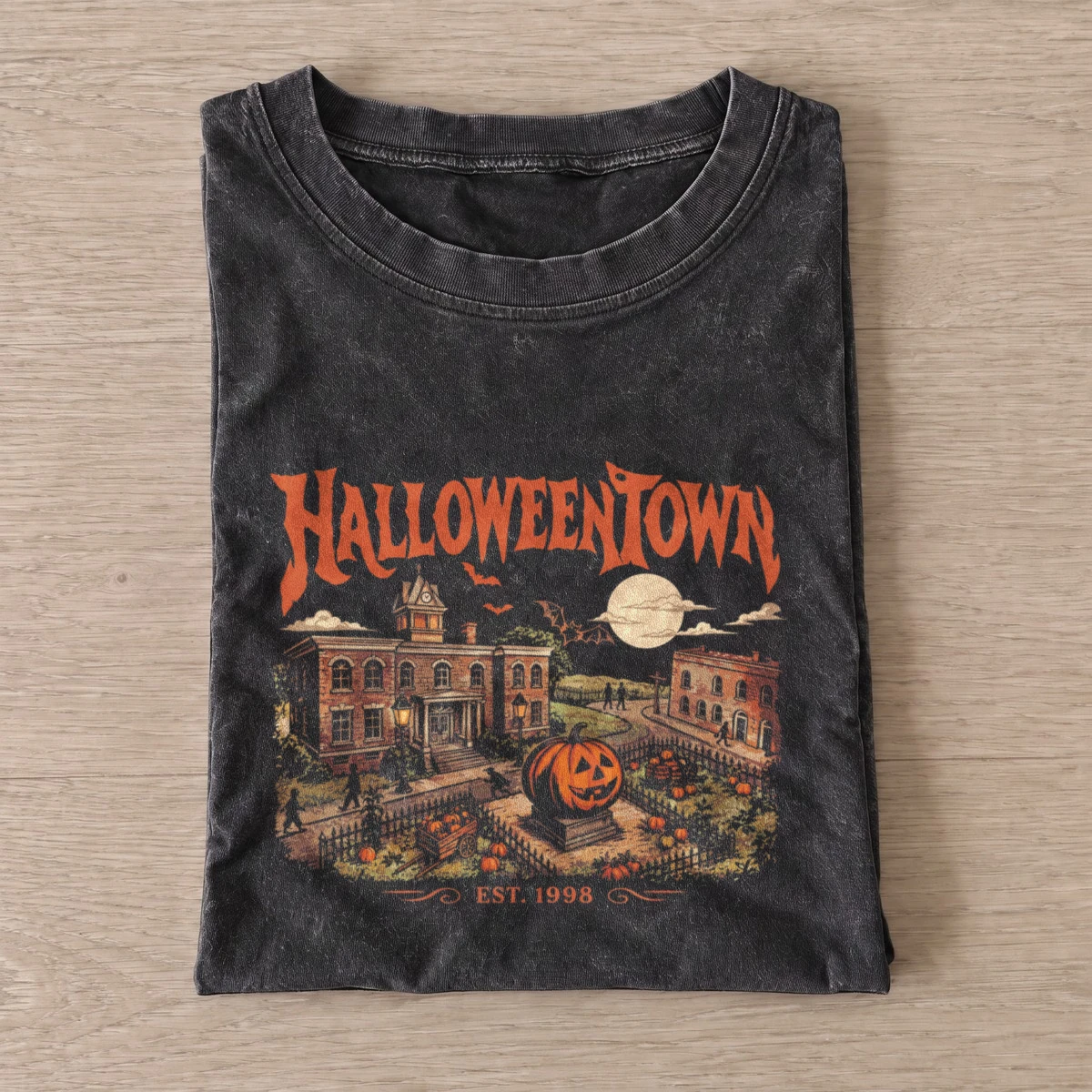 Halloweentown square vintage t shirt washed20black20halloweentown square.webp
