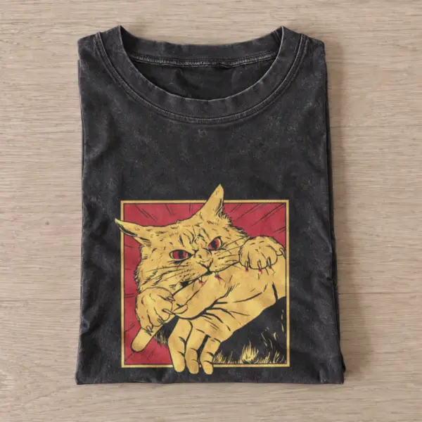 Hand biting cat vintage t shirt washed20black20hand biting cat.webp