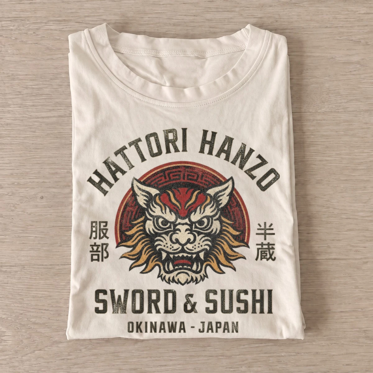 Hattori hanzo sword sushi graphic t shirt sand20sword and sushi.webp