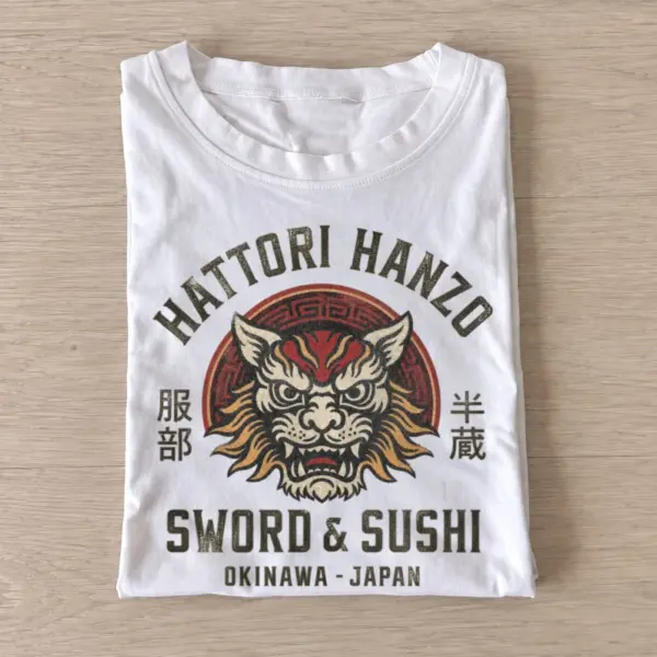 Hattori hanzo sword sushi graphic t shirt white20sword and sushi.webp