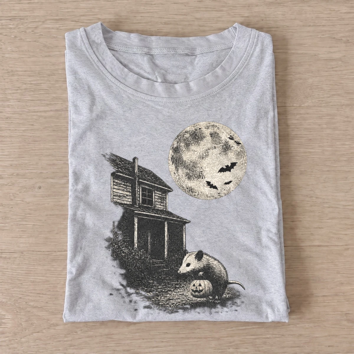 Haunted house opossum t shirt gray20haunted house opossum.webp