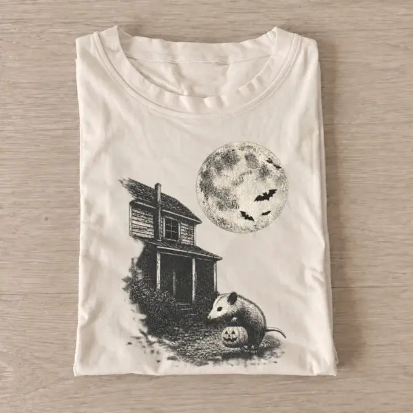 Haunted house opossum t shirt sand20haunted house opossum.webp