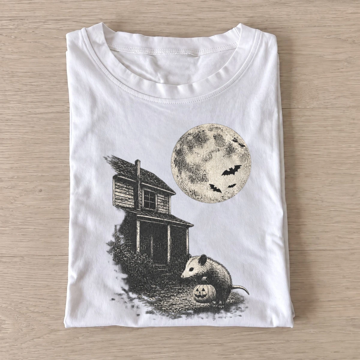 Haunted house opossum t shirt white20haunted house opossum.webp