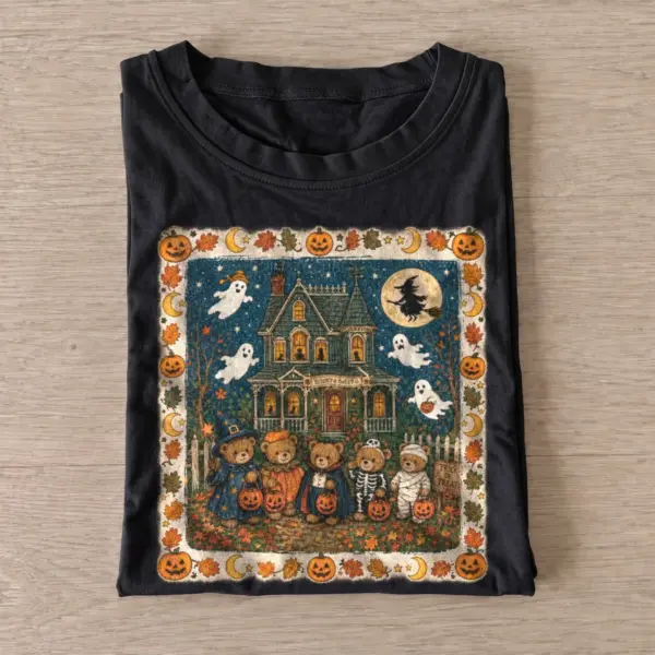 Haunted house quilt t shirt black20haunted house quilt.webp