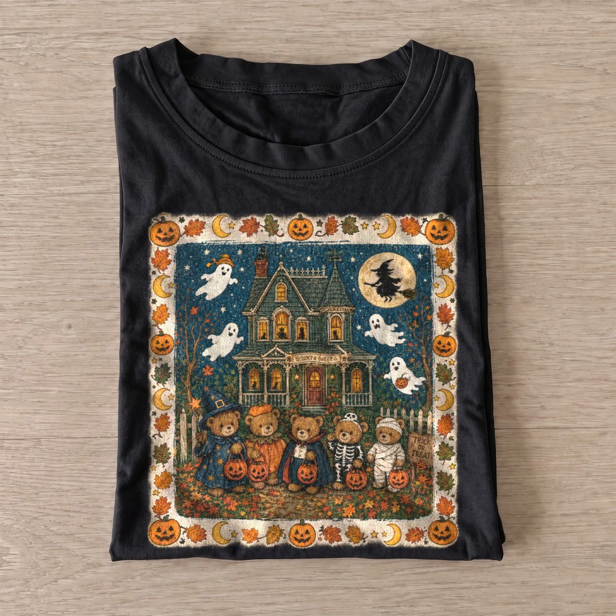 Haunted house quilt t shirt black20haunted house quilt.webp