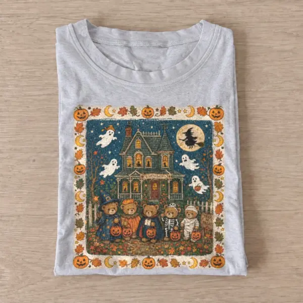 Haunted house quilt t shirt gray20haunted house quilt.webp