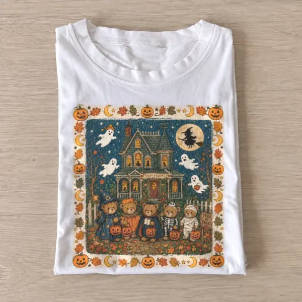 Haunted house quilt t shirt white20haunted house quilt.webp