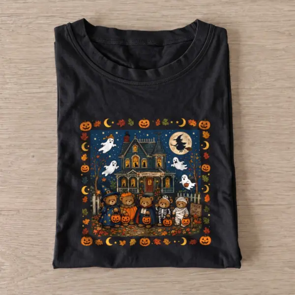 Haunted house teddy bears t shirt black20haunted house teddy bears.webp