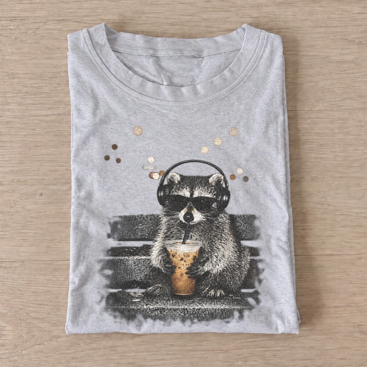 Headphone coffee raccoon graphic t shirt gray20headphone coffee raccoon.webp