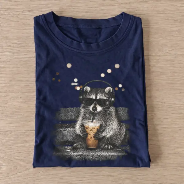 Headphone coffee raccoon graphic t shirt navy20headphone coffee raccoon.webp