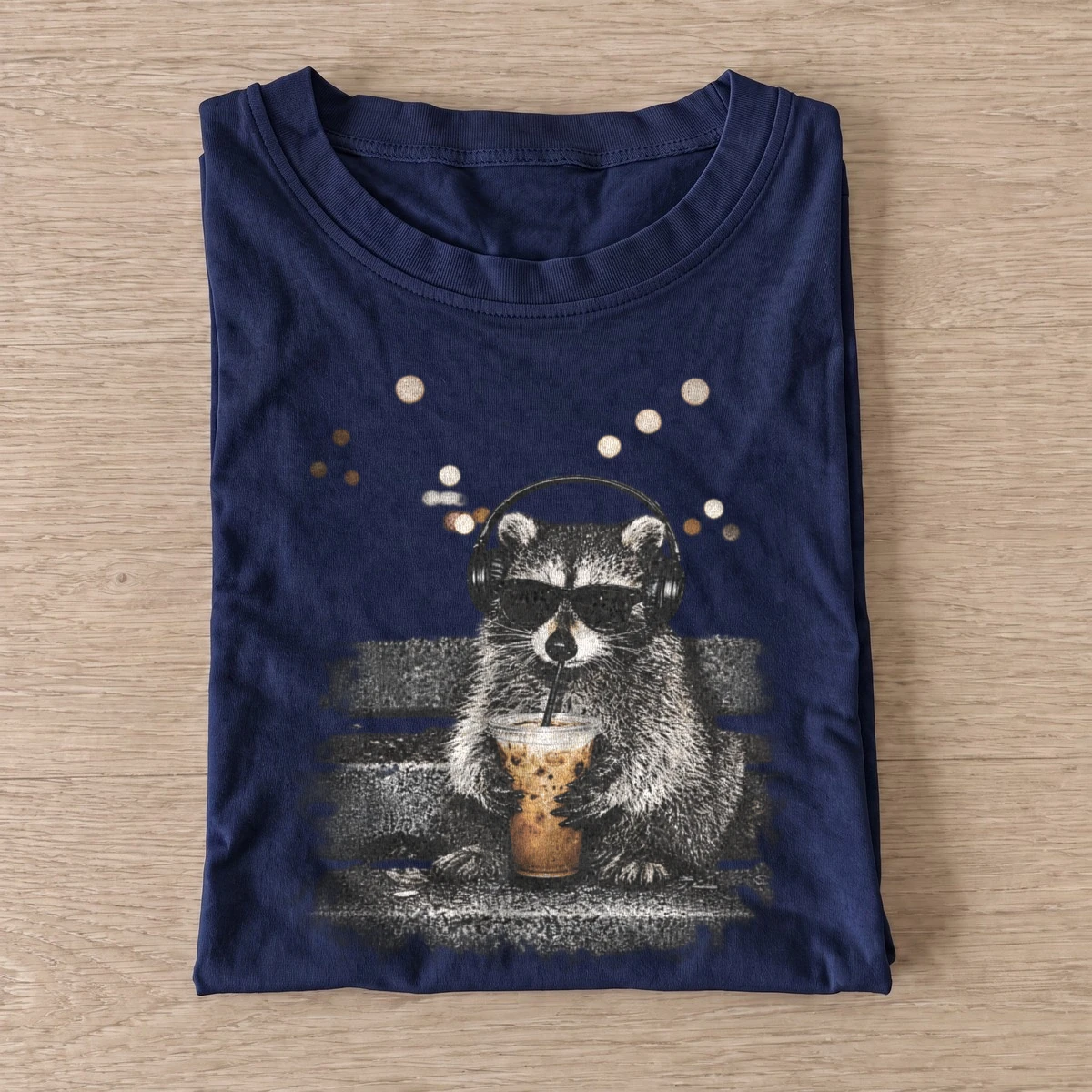 Headphone coffee raccoon graphic t shirt navy20headphone coffee raccoon.webp