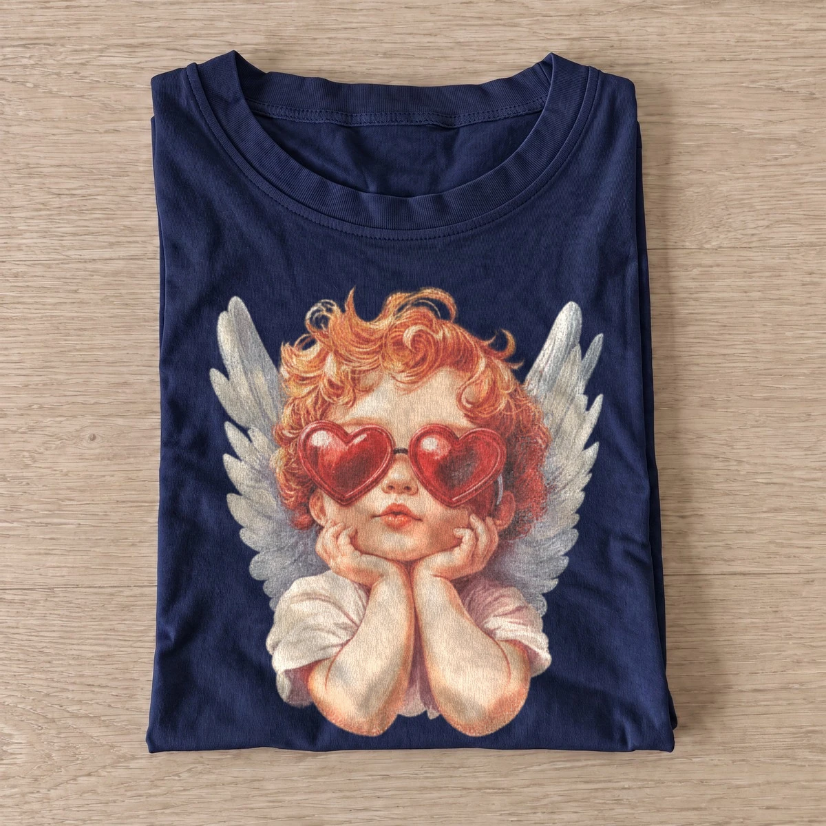 Heart glasses cherub t shirt navy20heart glasses cherub.webp