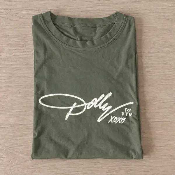 Heartfelt autograph dolly xoxo t shirt olive20heartfelt autograph.webp