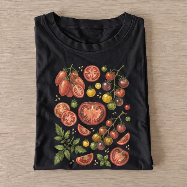 Heirloom tomatoes botanical illustration t shirt black20heirloom tomatoes.webp