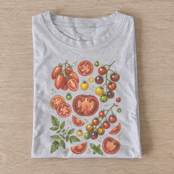 Heirloom tomatoes botanical illustration t shirt gray20heirloom tomatoes.webp