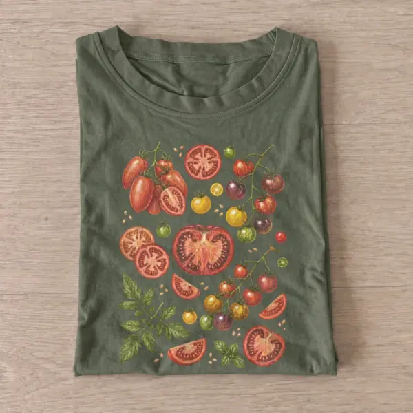 Heirloom tomatoes botanical illustration t shirt olive20heirloom tomatoes.webp