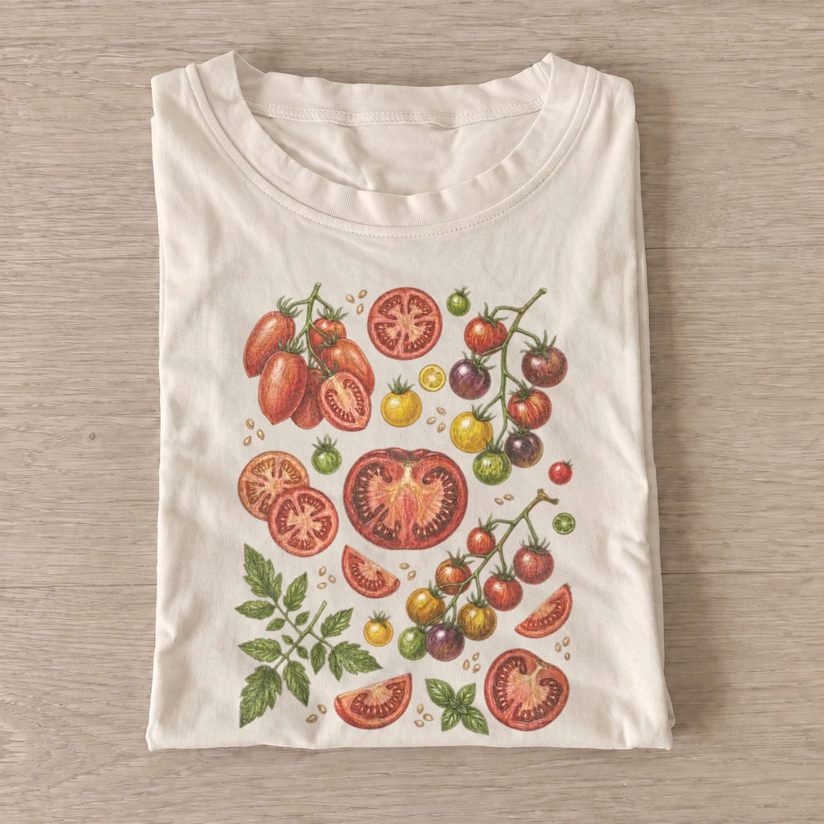 Heirloom tomatoes botanical illustration t shirt sand20heirloom tomatoes.webp