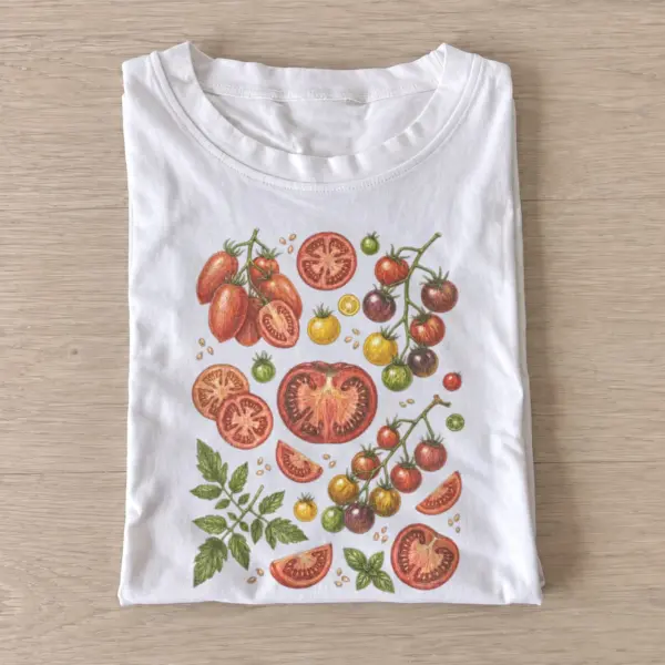 Heirloom tomatoes botanical illustration t shirt white20heirloom tomatoes.webp