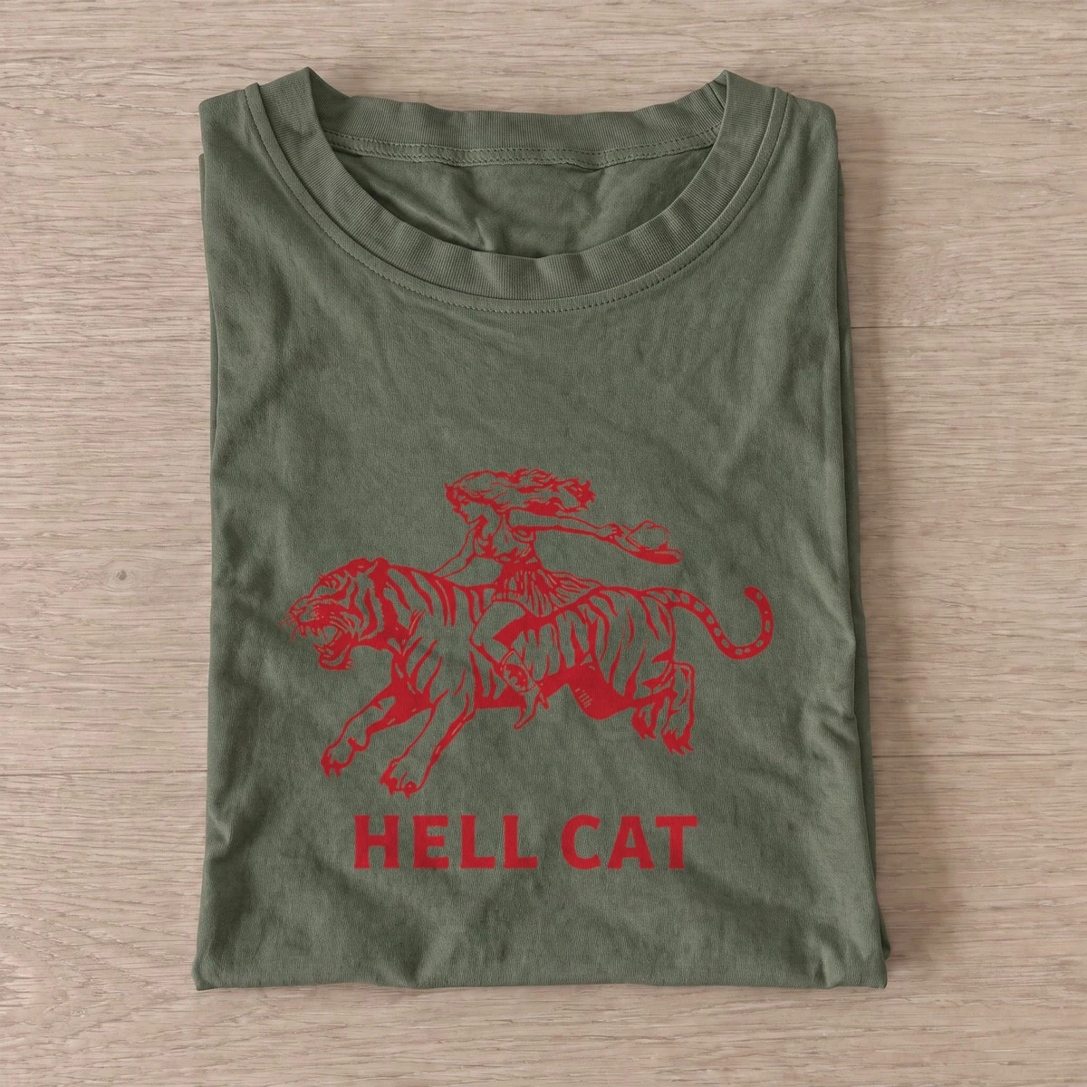 Hell cat rider t shirt olive20hell cat rider.webp