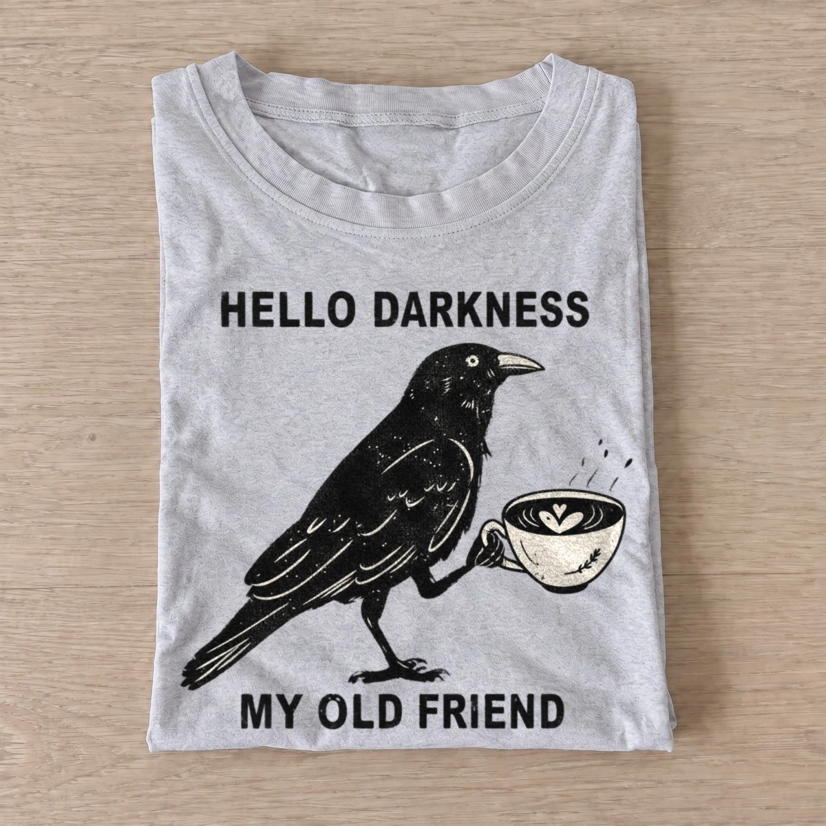 Hello darkness coffee crow t shirt gray20hello darkness coffee crow.webp