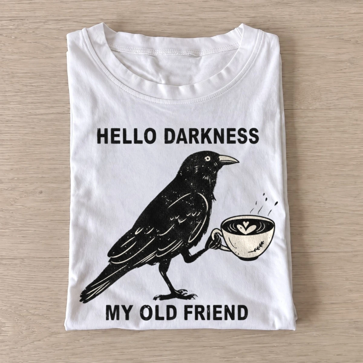 Hello darkness coffee crow t shirt white20hello darkness coffee crow.webp