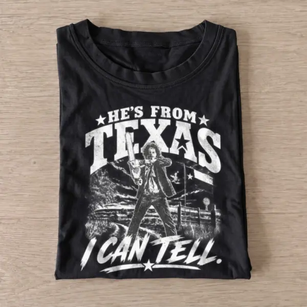 Hes from texas chainsaw killer t shirt black20chainsaw wielding killer.webp