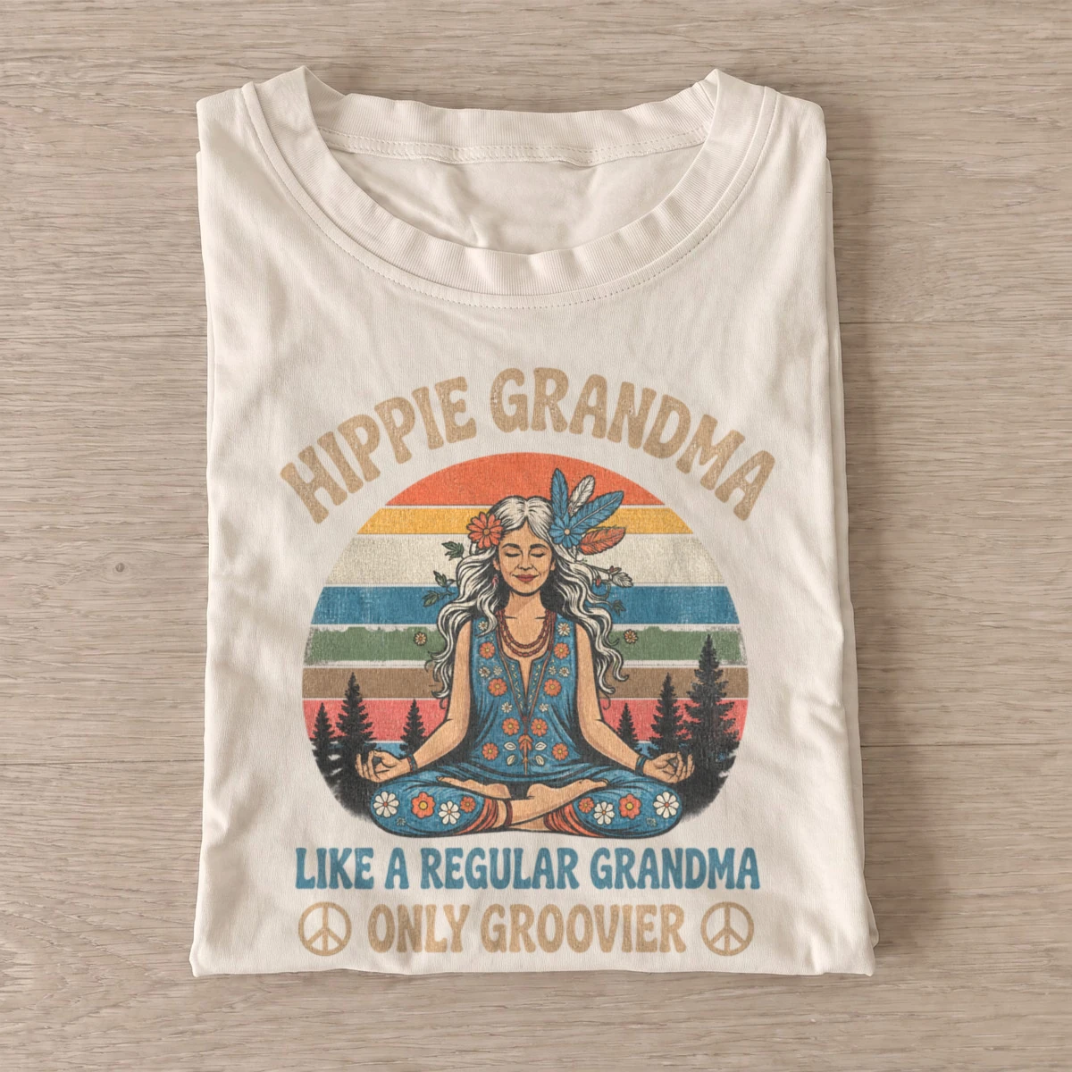 Hippie grandma like a regular grandma only groovier t shirt sand20hippie grandma.webp