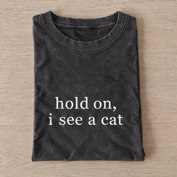 Hold on cat vintage t shirt washed20black20hold on cat.webp