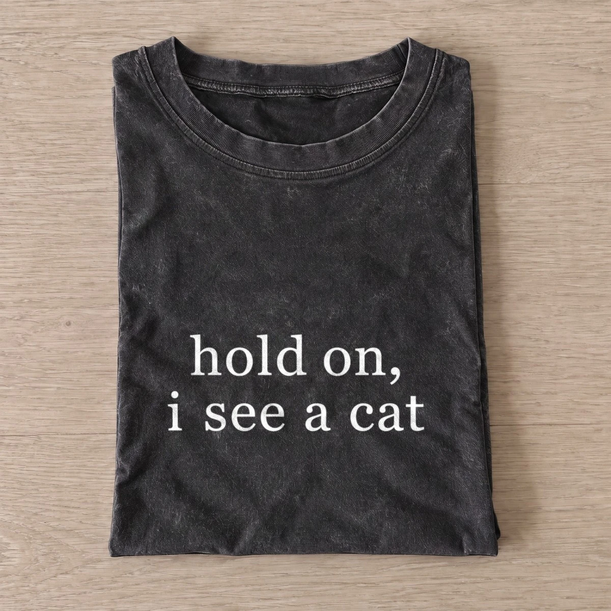 Hold on cat vintage t shirt washed20black20hold on cat.webp